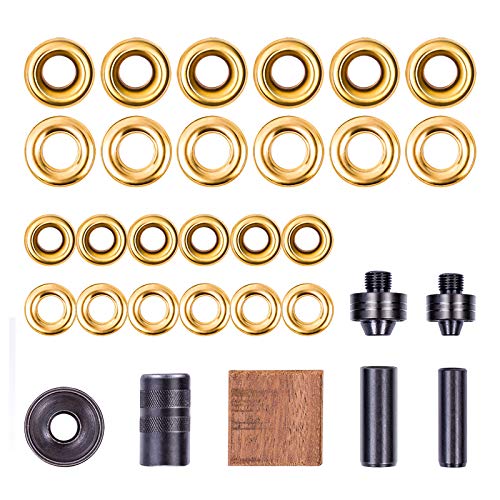 Grommet Kit, NEU MASTER 3/8" and 1/2" Solid Brass Grommets with Eyelets Setting Tool and Storage Box, NH1003K