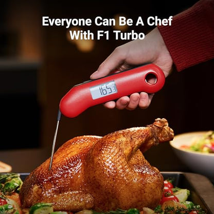ThermoMaven ProfessionaI Meat Thermometer Digital, 3X Faster 0.5 Sec Instant Read, NIST Certified Accuracy ±0.5°F, 100% Waterproof Probe, Auto-Rotate Bright Indicator, for Candy/Grill/BBQ, Red & Gray - color: Red & Gray