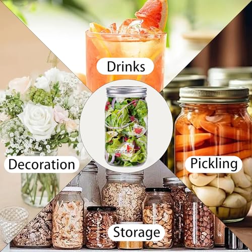 Mason Jars 32 oz,12 Pack Quart Wide Mouth Mason Jar With Airtight Lids,Glass Canning Jars for Fermenting, Pickling,Meal Prep,Overnight Oats & Centerpieces - color: 32oz-Clear-12Pack
