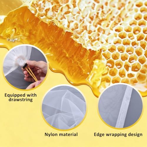 CRASPIRE 4Pcs Honey Strainer Honey Filter Bag in a 5 Gallon Bucket Reusable Ultra-Fine Mesh Strainer with Adjustable DrawstringBeginner Honey Extractor Equipment Washable Bee Supplies for Farmers