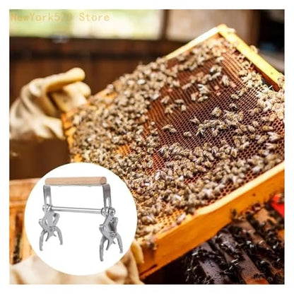 MUSM Beekeeping Frame Holder – Stainless Steel & Wood Frame Gripper for Hive Inspections, Ergonomic & Anti-Slip Beekeeping Tool