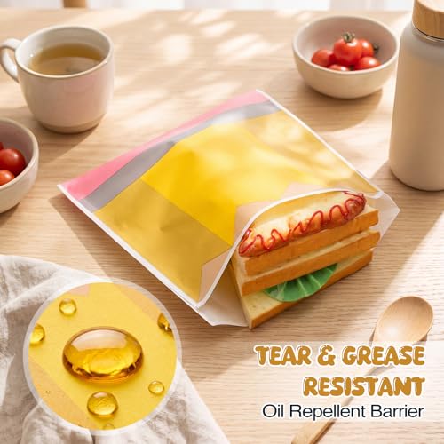 Epakh 200 Pack Paper Sandwich Bags Pencil Design 8 × 8 Inch Happy Food Storage Recyclable Grease Resistant Disposable Snack Bags for Family Home Use - style: Pencil