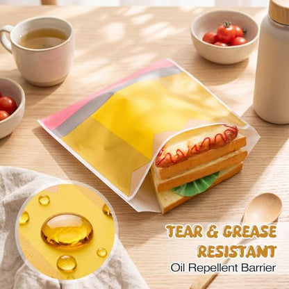 Epakh 200 Pack Paper Sandwich Bags Pencil Design 8 × 8 Inch Happy Food Storage Recyclable Grease Resistant Disposable Snack Bags for Family Home Use - style: Pencil
