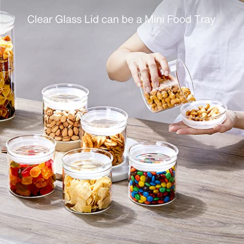 ZENS 17oz Glass Food Storage Jars Set of 6, Clear Glass Canisters Set with Airtight Lids, Small Storge Container jar for Kitchen Spice, Sugar Container, Blooming Tea, Snacks - size: 5-20oz 6Pack
