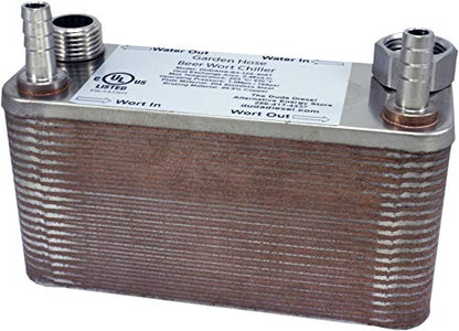 B3-12A 40 Plate Beer Wort Chiller Garden Hose x 1/2" Hose Barb 7.5"x2.9"
