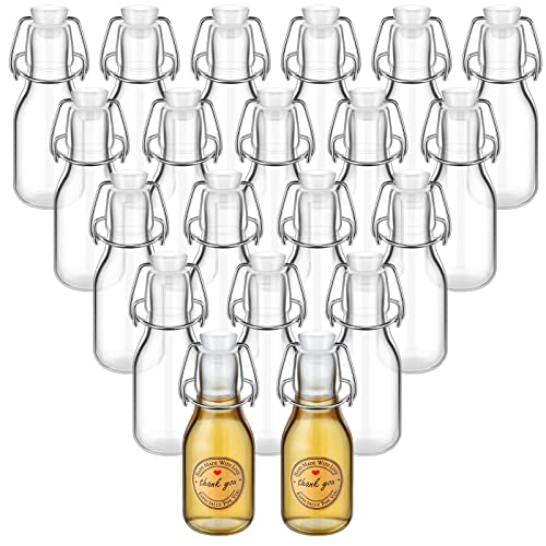 Queekay 20 Pack Mini Glass Bottles with Swing Top Lids, Airtight Flip Top Bottles for Vanilla Extract, Homemade Gifts, Party Favors(Clear,4 oz) - color: Clear, size: 4.05 oz