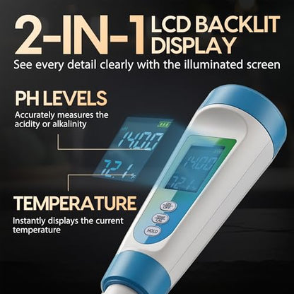 Digital pH Meter for Food Testing - Sourdough, Fermentation, Cheese & Canning - Solid Food Probe with Calibration Powder - Professional pH Tester for Home Cooks & Bakers (0.00-14.00)