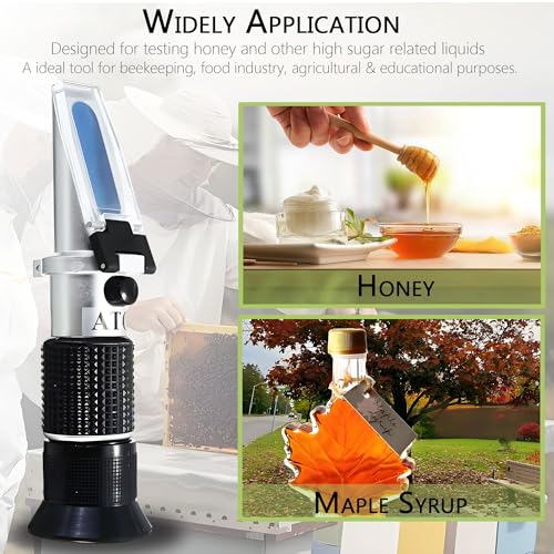 Honey Refractometer,V-Resourcing Hand Held Be'(Baume)/Brix/Water Refractometer for Honey Test,Tri-Scale (Baume:38-43°;Brix:58-92%;Water:12-27%) - color: Honey Refractometer