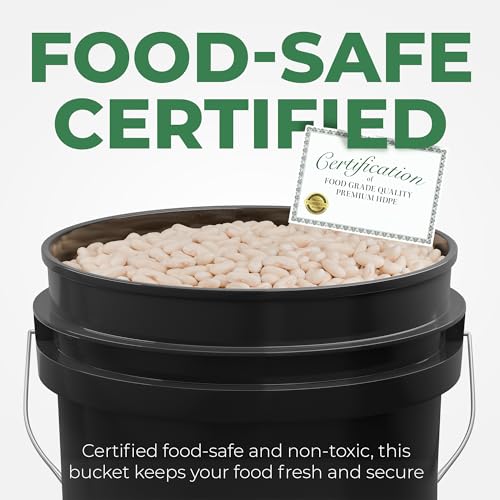 EconoHome 5-Gallon Black Bucket Pail Container with Lid | Metal Handles with Plastic Grip | Easy Stack and Store | Heavy-Duty, Approx 90 MIL, Extra Durable | Food Grade | BPA Free - 1 Pack - color: Black, size: 1 Pack