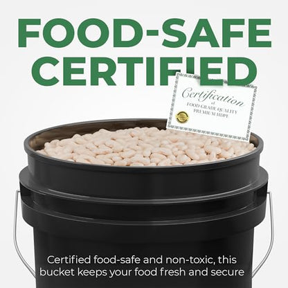 EconoHome 5-Gallon Black Bucket Pail Container with Lid | Metal Handles with Plastic Grip | Easy Stack and Store | Heavy-Duty, Approx 90 MIL, Extra Durable | Food Grade | BPA Free - 3 Pack - color: Black, size: 3 Pack