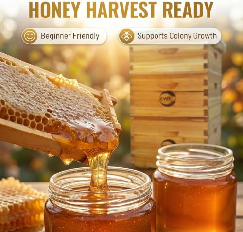 10-Frame Langstroth Bee Hive, 2 Deep Beehives Box & 1 Medium Box, Beeswax Coated Include Beehive Frames and Waxed Foundation Sheets for Beekeeper