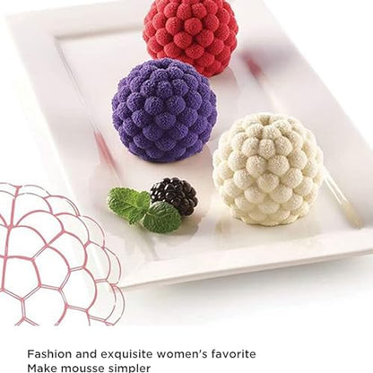 OCPO KITCHEN 3D Raspberry Silicone Mold for Baking Mousse Cake, Candy, Chocolate, Truffle, French Dessert, Pastry, Cupcake, Fruit Ice Cream Mould, Cake Decoration Mold, Raspberry Shape (4-Cavity) - style: Raspberry (4-Cavity)