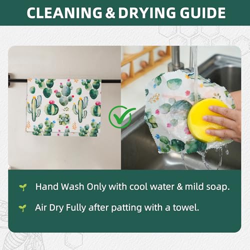 Cactus Beeswax Wraps, S/M/L 3 Pack Reusable Food Storage | Organic plastic-free sustainable wraps; For bread, sandwiches, cheese, fruit & bowl covering; Eco zero waste food storage