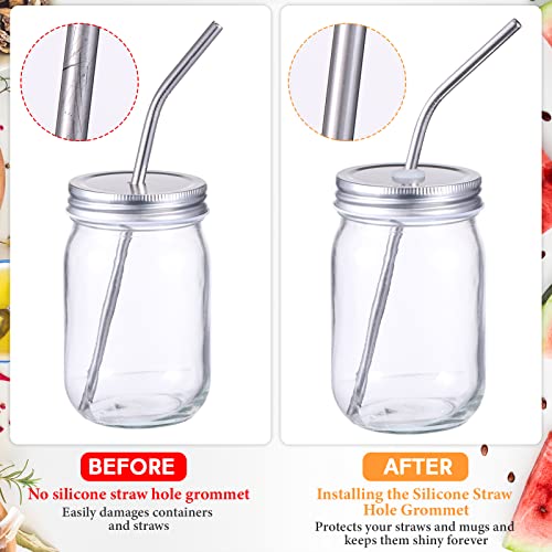 Wesiti Silicone Straw Hole Grommets for Mason Canning Jar Airlock Fermenter Lid Rubber Silicone Grommets for Straws, Airlock Beer Wine Plastic Bucket Fermenter Lids, 8 mm(50 Pcs)