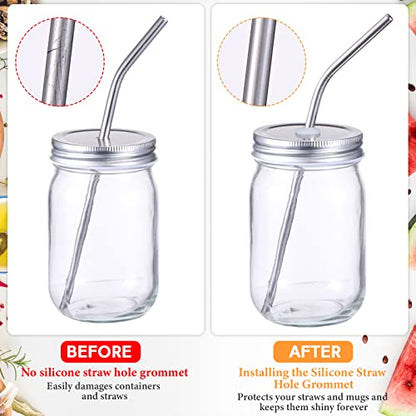 Wesiti Silicone Straw Hole Grommets for Mason Canning Jar Airlock Fermenter Lid Rubber Silicone Grommets for Straws, Airlock Beer Wine Plastic Bucket Fermenter Lids, 8 mm(50 Pcs)