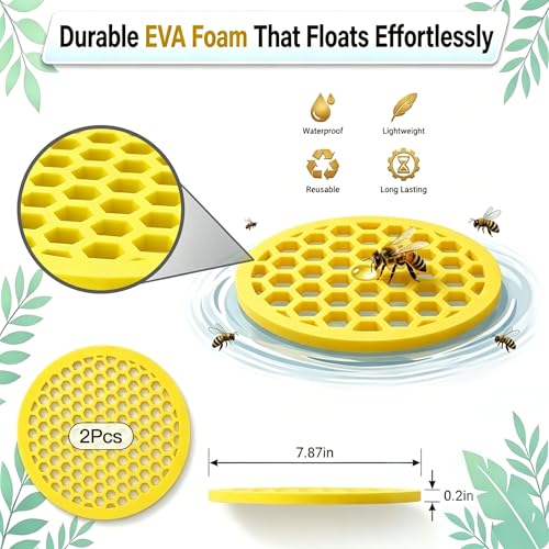 4PCS Bee Watering Station for Garden, floating bee water feeder made of durable EVA foam. Provides safe landing and hydration for bees & butterflies in bird baths, ponds, patios, and outdoor gardens - color: 4pcs Yellow