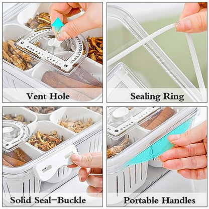 Divided Food Serving Tray with Lids Stackable Snackle Box for Candy Nuts Spice Fruit&Veggie Container with 6 Small Dividers Plastic Storage Bins for Fridge Pantry Freezer - size: 1Pack with 6 dividers