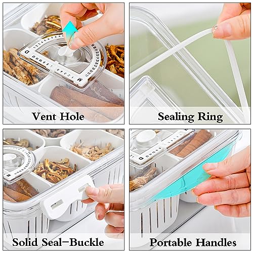 2Pack Divided Food Serving Tray with Lids Stackable Snackle Box for Candy Nuts Spice Fruit&Veggie Container with 6 Small Dividers Plastic Storage Bins for Fridge Pantry Freezer - size: 2Pack with 12 dividers