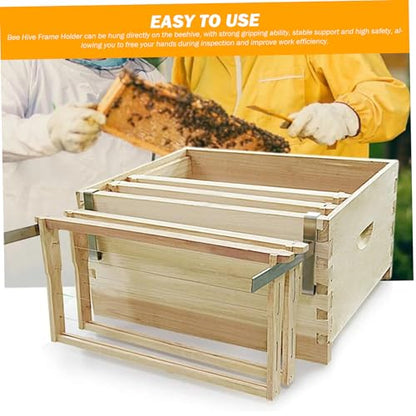 Beehive Frame Holder, 2PCS Stainless Steel Bee Hive Stand, 5 Full Frame Capacity Bee Holder, Beekeeping Supplies for Beekeeper Beehive