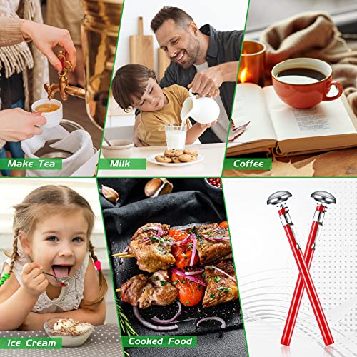 Xuhal 6 Pcs Stainless Steel Kitchen Thermometer with 5 Inch Long Stem 1 Inch Dial Thermometer Milk Frothing Food for Oven Probe Meat Grill BBQ Cooking Chocolate Water(Red) - color: Red