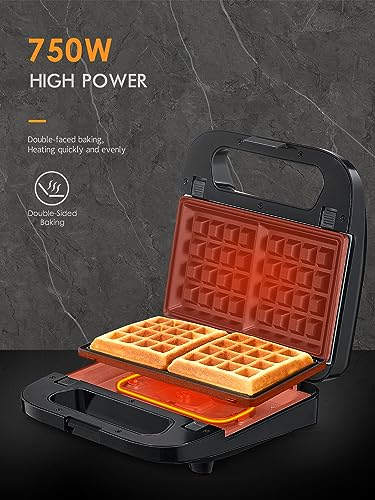 Reemix 3-in-1 Waffle, Grill & Sandwich Maker, Panini Press Grill and Waffle Iron Set with Removable Non-Stick Plates, Perfect for Grilled Cheese, Tuna Melts, Burgers, Steaks (Black, Stainless steel) - color: Black, Stainless steel