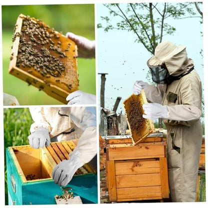 Bee Gloves Protective Leather Beekeeping Supplies Scratch-Resistant Long Sleeve Garden Gloves for Beekeepers Camping Car Mechanic