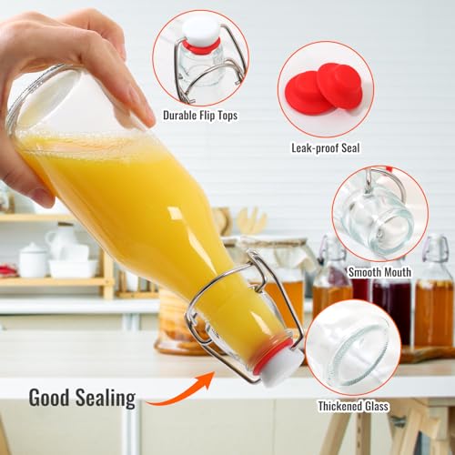 AuroTrends 8 oz Swing Top Glass Bottles with Lids 9 Pack- Airtight Flip Top Glass Bottles for Vanilla Extract, Home Brewing, Beverages, Oil & More - size: 8fl.oz-9Pack
