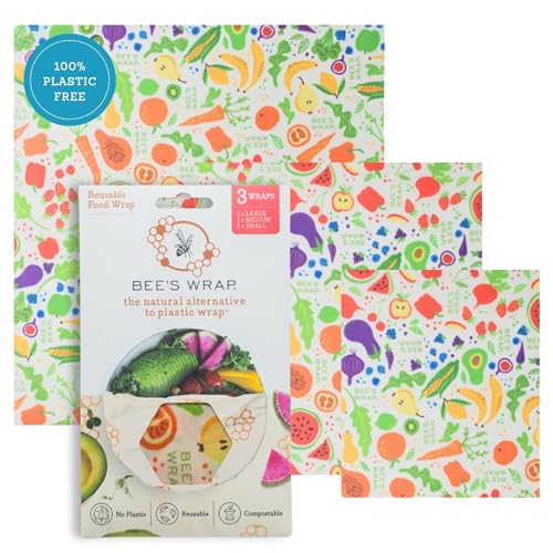 Bee's Wrap Beeswax Wraps for Food - 3 Pack of Assorted Beeswax Wraps - Small, Medium & Large Wrap - Plastic Free Made in USA Reusable Natural Food Wrap - Garden Party Print - style: 3 Pack (Garden Party)