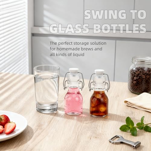 1Pc (2oz white lid) clear Swing Top Brewing Bottles with Leak Proof Easy Caps, Glass Beer Bottle Flip Top Bottles For Kombucha, Kefir, Vanilla Extract, Beer (2oz white lid) - size: 2 Ounces