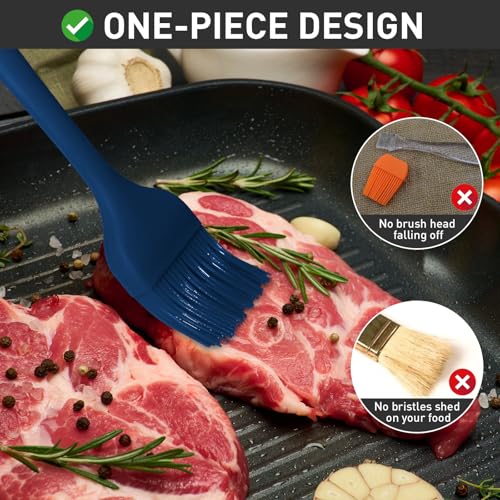 Pastry Brush-Begonia Silicone Basting Brush for Cooking,2pcs 10+8 in Heat Resistant Food Brushes for Baking, Grilling, Cooking and Spreading Oil (Prussian Blue) - color: Prussian Blue