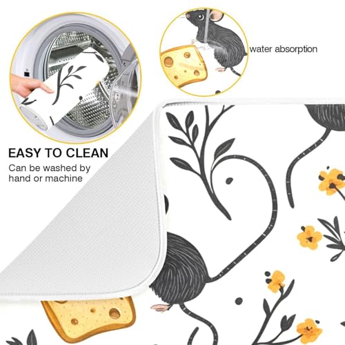 Mouse Cheese Print Dish Drying Mat for Kitchen Counter Absorbent Dish Drainer Mat Heat Resistant Dishes Drying Pad 16x18 inch - size: S 16x18in