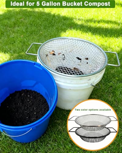 Soil Sifter for Gardening - 5 Gallon Bucket Dirt Sifter for Rocks | 3Pcs Compost Sifter, 1/8",1/4",3/8" Garden Sifter with Handles, Heavy Duty Rock Sifter for Yard, Garden Sieve, Soil Screen - color: Silver