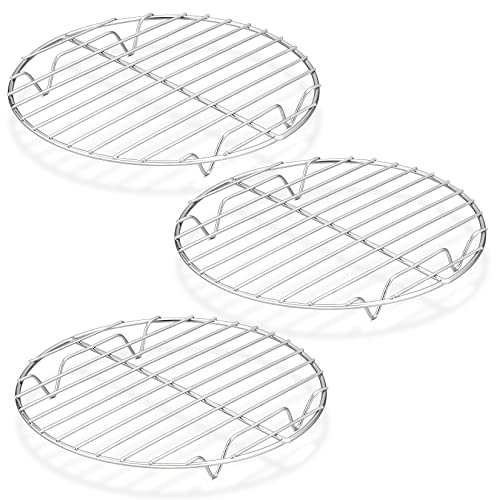 P&P CHEF Round Cooking Rack, Cooling Rack for Steamer, 7.5”, Silver | 3 Pack Stainless Steel Baking Rack for Grilling Roasting, Fits Air Fryer, Canning Pot, Oven & Dishwasher Safe, Non-toxic - color: Silver, size: 7.5 Inch