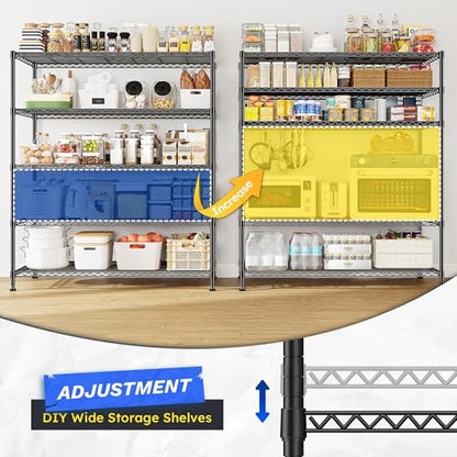 45 "W Storage Shelves 5 Tier Wire Shelving Unit Adjustable Metal Shelving Wire Shelf Pantry Shelves Wire Commercial Rack for Closet Kitchen Pantry Utility Room Garage 45" Wx 13.5" Dx70.5 H Black - size: 45" W x 70.5" Hx 13.5" D