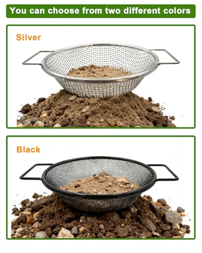 Soil Sifter for Gardening - 5 Gallon Bucket Dirt Sifter for Rocks | 3Pcs Compost Sifter, 1/8",1/4",3/8" Garden Sifter with Handles, Heavy Duty Rock Sifter for Yard, Garden Sieve, Soil Screen - color: Silver