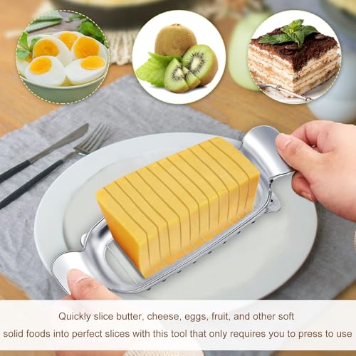 Butter Slicer, Stainless Steel Cheese Cutter Butter Slicer Parts With Ergonomic Handle, Kitchen Food Tool Butter Cutter Wire Cheese Slicer Cutting Cheese, Butter, Eggs, Fruit