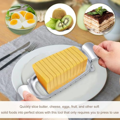 Butter Slicer, Stainless Steel Cheese Cutter Butter Slicer Parts With Ergonomic Handle, Kitchen Food Tool Butter Cutter Wire Cheese Slicer Cutting Cheese, Butter, Eggs, Fruit
