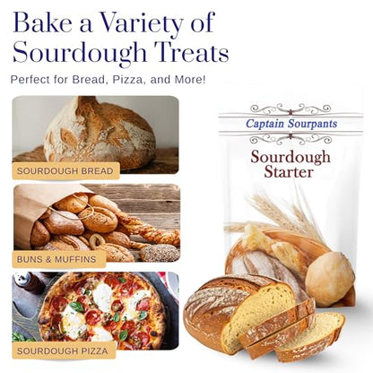 Mature Sourdough Starter Culture – 100+ Years Old Dehydrated Sourdough Starter Kit for Delicious Homemade Sourdough Bread – All-Natural and Healthy - Beginner Friendly, Fast reactivation and Expert Support