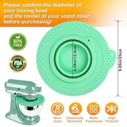 Silicone Mixer Bowl Cover Compatible with KitchenAid 4.5-5 Quart Tilt-Head Stand Mixer, Mixer Bowl Lid to Prevent Spilling of Ingredients - color: Fit for 5qt - Green