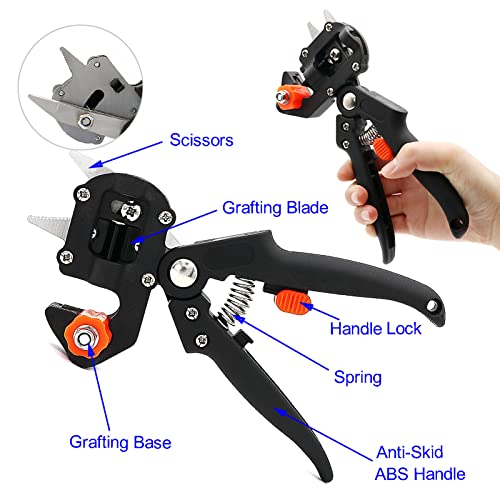 Upgrage Garden Grafting Tools, 2 in 1 Garden Pruning Tools Including Grafting Knife, Pruning Shears, Replacement Blades Grafting Tapes and Labels for Plant Branch Fruit Tree Cutting Pruner Tool Kits - style: Upgrade Garden Grafting Tool