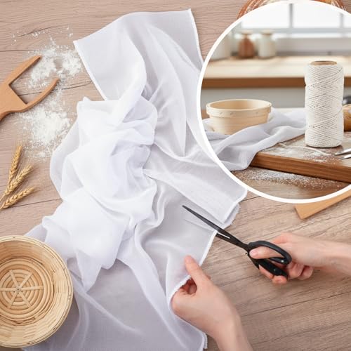 Boao Cheesecloth 35 x 156 Inch, 100 Meters Cooking Twine Reusable Unbleached Cotton Fabric Cheese Cloth with Kitchen Cooking Twine 1/4 Cone Cotton for Meat, Straining, Baking, Filtering