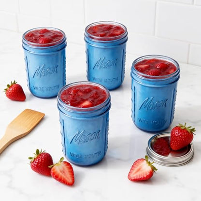 WELLIFE 6-Pack Mason Jars 16 oz with Lids – Blue Wide Mouth Glass Mason Jars, Airtight Leak-Proof Canning Jars for Food Storage, Fermenting, Pickling, Freezing, and Crafts - color: Dark Blue Mason Jars 16oz-6Pcs