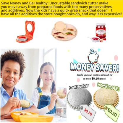 CHICHAUS Uncrustable Sandwich Maker,Sandwiches Pocket Circle Shape 3.7Inch Sandwich Cutter and Sealer,Sandwich Cutter for Kids Breakfast and lunchboxes (Orange) - color: Orange