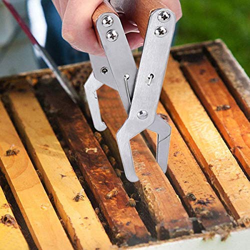 Frame Grip 2 Pcs Beekeeping Grip 5.1" X 5.1" Frame Lifter with Wooden Handle Beekeeping Equipment Bee Hive Frame Holder for for Beekeeper (Wooden Handle)