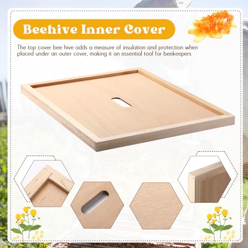 DoubleFill 2 Pcs Beehive Inner Cover for 10 Frame Hive Box Cover with Feeding Hole Beehive Insulation Ventilation Inner Cover for Beekeeping Tool