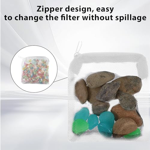 10PCS Aquarium Filter Media Bags, 3x4 Inch Fish Tank Media Mesh Filter Bags, Reusable Mesh Filters Bag for Activated Carbon, Filter-Stones and Ceramic Rings, White Mesh-Net Filters Bag with Zipper