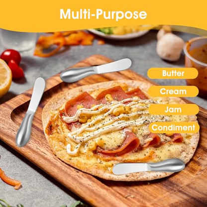 WLLHYF 8 Pcs Cheese Spreader Knives, Mini Cheese and Butter Spreader Knife Set Stainless Steel Sandwich Cream Cake Butter Knives for Christmas Thanksgiving Day