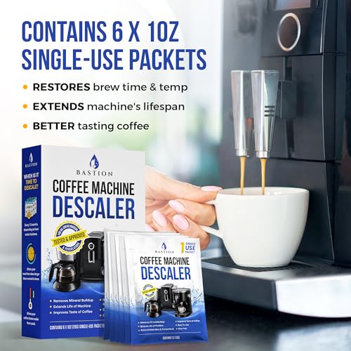 Descaling Powder Solution (6-Uses) Coffee Machine Descaler Cleaner | Compatible with Breville Keurig Nespresso Delonghi Ninja | To Descale Automatic Coffee Pots & Makers & Espresso Machines - size: 1 Count (Pack of 6), style: Powder