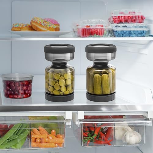WhiteRhino Pickle Jar with Strainer Flip,34oz Pickle Container with Double Leak Proof ,Glass Pickle Juice Separator Jar Flip Pickle and Olive Hourglass Jar Pickle Flip Jar for Capers,Jalapeno,Gherkins - color: 34oz Smoky Grey Pickle jar