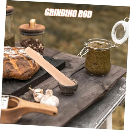 Cabilock Beech Wood Garlic Pestle Stick Handheld Kitchen Mortar Pounder for Garlic and Wooden Masher for Crushing Spices and Sauerkraut